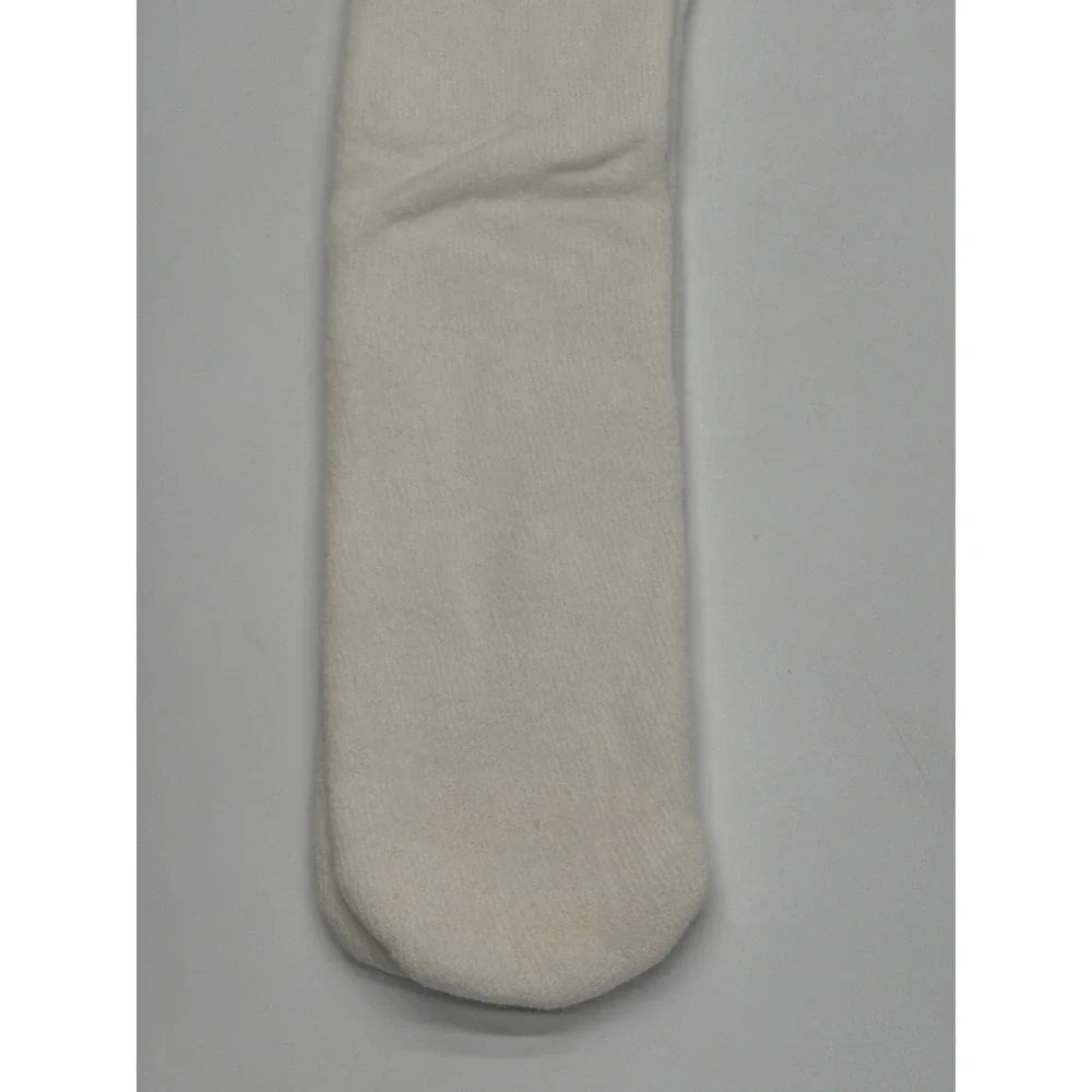 Vintage Style Cream Tube Socks Grey Striped Athletic Ribbed Mid Calf Unisex